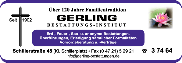 Anzeige Gerling Bestattungsinstitut