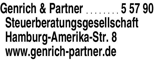 Anzeige Genrich & Partner Steuerberatungsgesellschaft