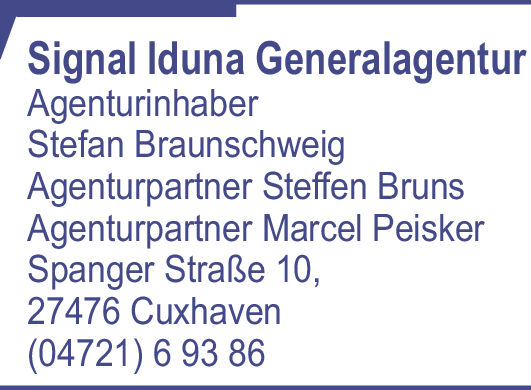 Anzeige Signal Iduna Generalagentur Stefan Braunschweig, Steffen Bruns u. Marcel Peisker