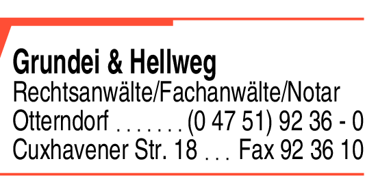 Anzeige Grundei & Hellweg Rechtsanwälte und Notar