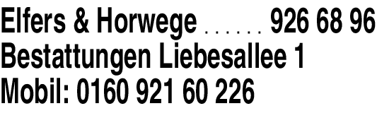 Anzeige Elfers & Horwege-Bestattungen Inh. Marina Horwege