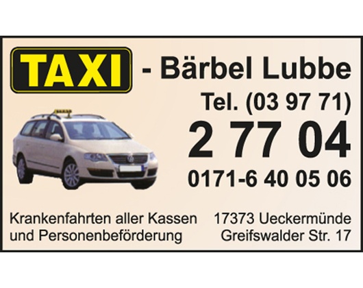 Kundenbild groß 1 Taxi Bärbel Lubbe Personenbeförderung & Krankenfahrten aller Kassen