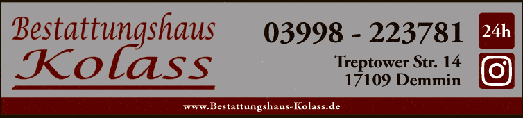 Anzeige Kolass Bestattungshaus