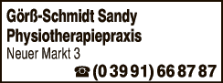 Anzeige Görß-Schmidt Sandy Physiotherapie