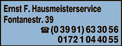 Anzeige Ernst Frank Hausmeisterservice