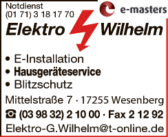 Anzeige Wilhelm Günter Elektromeister