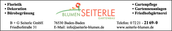 Anzeige Seiterle GmbH Blumen u. Gartenbau