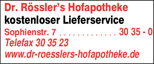 Anzeige Dr. Rössler's Hofapotheke