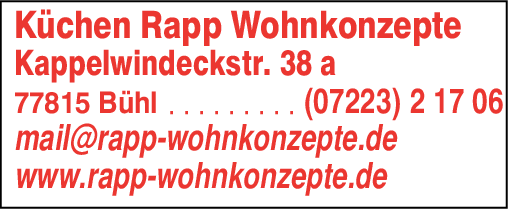Anzeige Rapp Wohnkonzepte