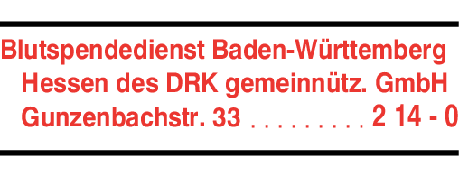 Anzeige DRK Blutspendedienst BW - Hessen gemeinn. GmbH