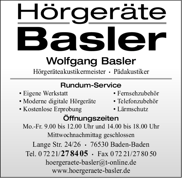 Anzeige Basler Hörgerätemeisterbetrieb