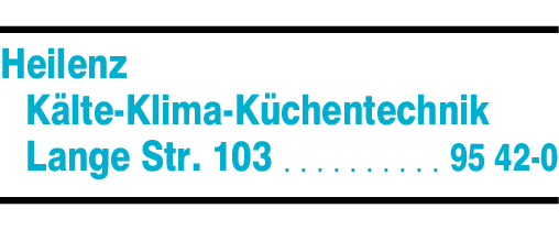 Anzeige Heilenz GmbH & Co. KG Kälte- Klima-Küchentechnik