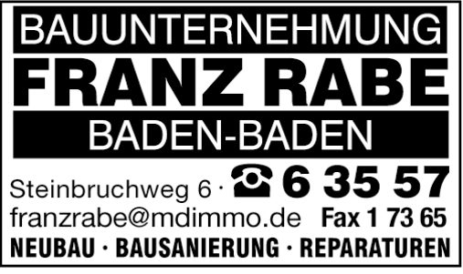 Anzeige Franz Rabe GmbH Bauunternehmung