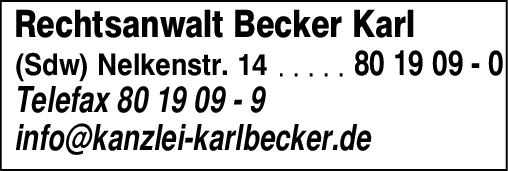 Anzeige Becker Karl Rechtsanwalt