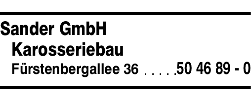 Anzeige Sander Karosseriebau GmbH