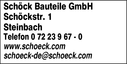 Anzeige Schöck Bauteile GmbH