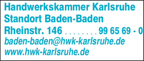 Anzeige Handwerkskammer Karlsruhe Standort Baden-Baden