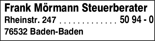 Anzeige Mörmann Frank Steuerberater