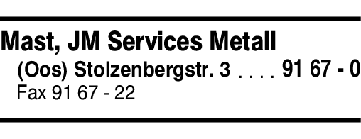 Anzeige Mast, JM Services Metall