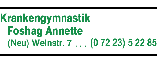 Anzeige Foshag Annette Krankengymnastik