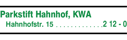 Anzeige KWA Parkstift Hahnhof Seniorenheim