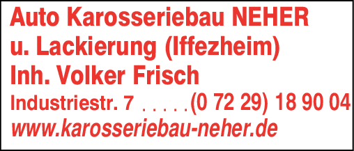 Anzeige Neher Karosseriebau Lackierung, Inh. Volker Frisch