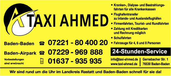 Anzeige Taxi AHMED