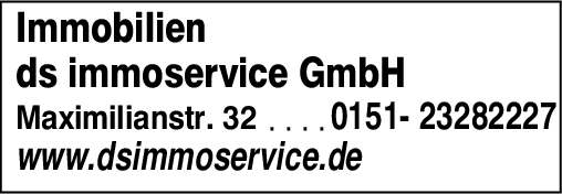 Anzeige ds immoservice GmbH Immobilien u. Hausverwaltung