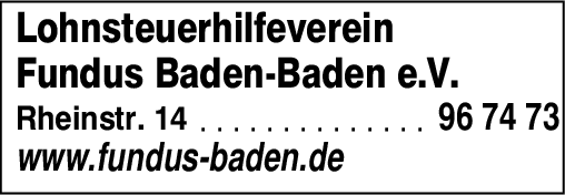 Anzeige Fundus Lohnsteuerhilfeverein Baden-Baden e.V.