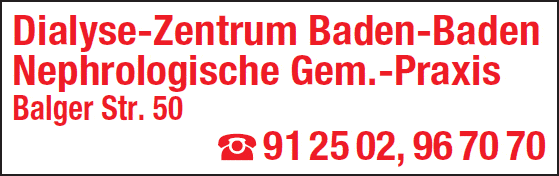 Kundenbild groß 1 Dialyse-Zentrum Baden-Baden Schäfer-Lahl-Kronauer-Just Dres. med.