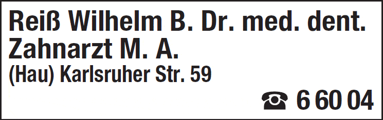 Kundenbild groß 1 Reiß Wilhelm B. Dr.med.dent. Zahnarzt