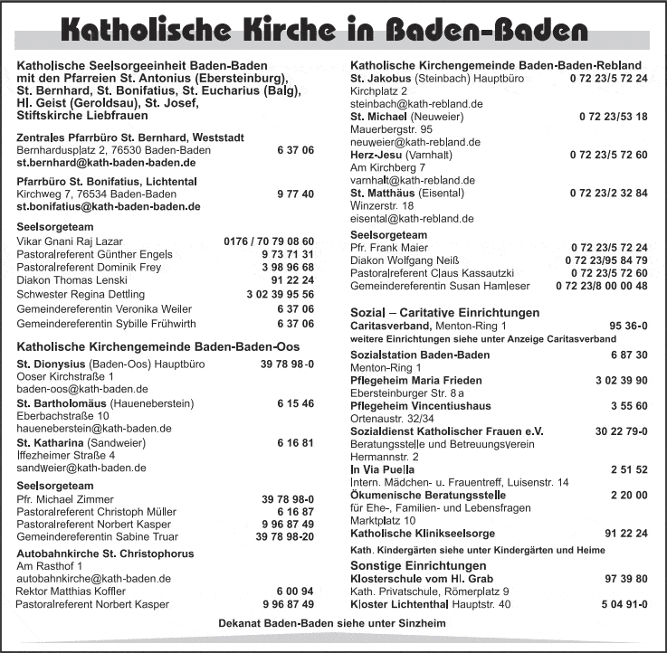 Kundenbild groß 1 Katholische Kirchen in Baden-Baden St. Dionysius (Baden-Oos) Hauptbüro