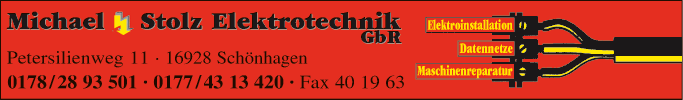 Anzeige Elektrotechnik Michael & Stolz GbR