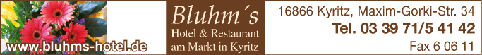 Anzeige Bluhms Hotel & Restaurant
