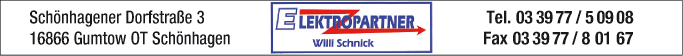 Anzeige Elektropartner Schnick, Willi