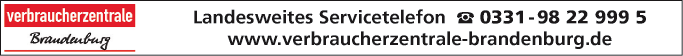 Anzeige Verbraucherzentrale Brandenburg e.V. landesweites Servicetelefon