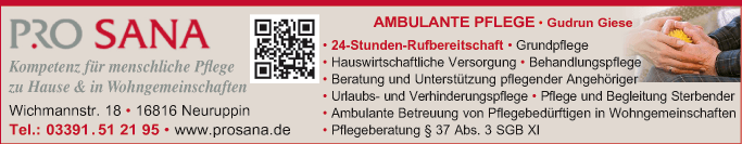 Anzeige pro sana Ambulante Pflege GmbH