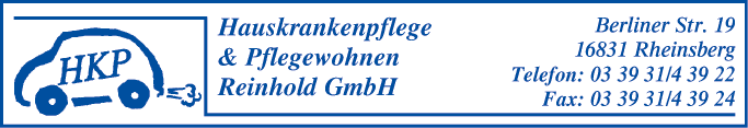 Anzeige Hauskrankenpflege Reinhold GmbH