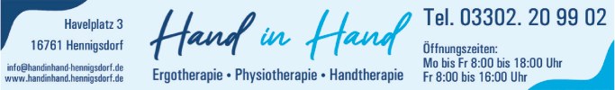 Anzeige Hand in Hand, Praxis für Ergotherapie und Physiotherapie