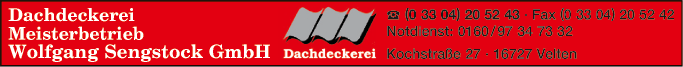 Anzeige Dachdeckerei Wolfgang Sengstock GmbH
