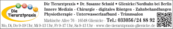 Anzeige Die Tierarztpraxis Dr. Susanne Schmid