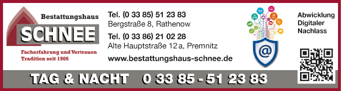 Anzeige Bestattungshaus Schnee GmbH