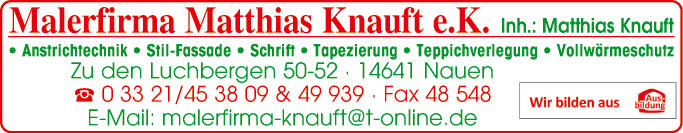 Anzeige Malerfirma Knauft e.K.