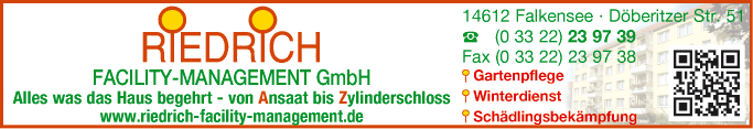 Anzeige RIEDRICH Facility-Management GmbH