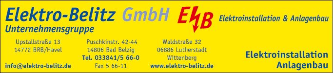 Anzeige Elektro Belitz GmbH Elektroinstallation & Anlagenbau
