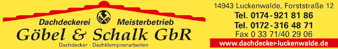 Anzeige Dach Göbel & Schalk GbR