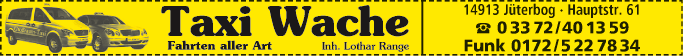 Anzeige TAXI - Wache Inh. Lothar Range