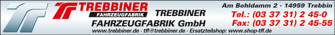Anzeige Trebbiner FahrzeugFabrik GmbH