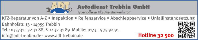 Anzeige ADT Autodienst Trebbin GmbH