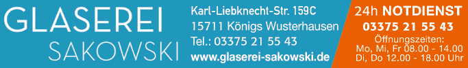 Anzeige Bau- und Kunstglaserei Sakowski Glaserei GmbH